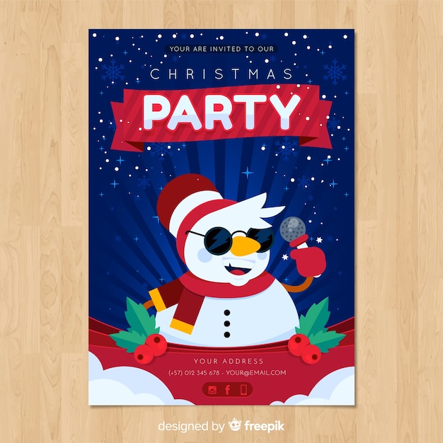Бесплатное векторное изображение Шаблон приглашения на рождественскую вечеринку