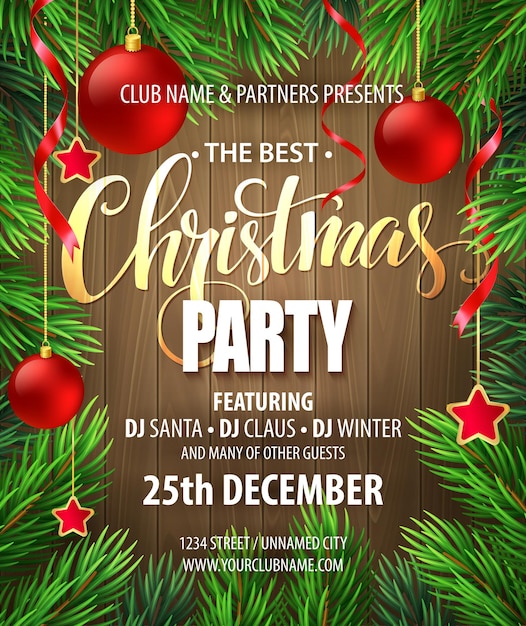 Christmas party poster design template. vector illustration eps10