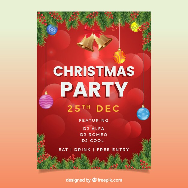 Christmas party poster in realistic design