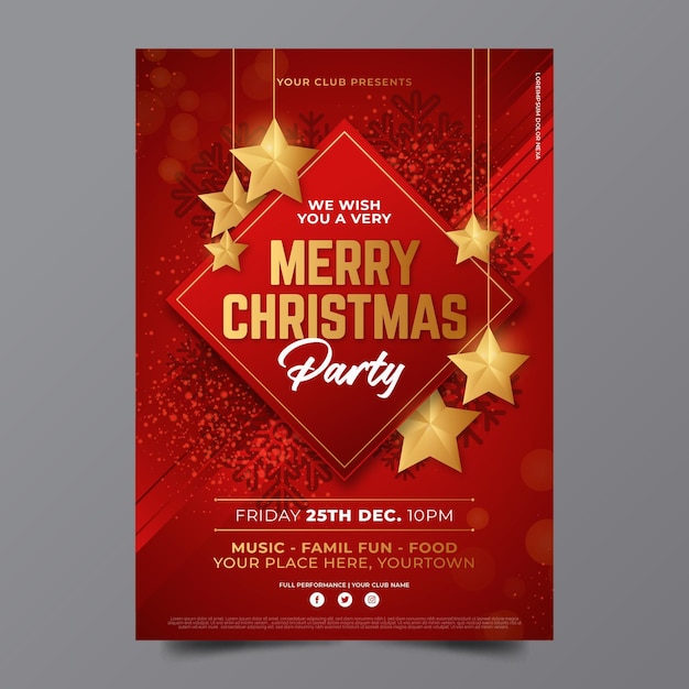 Free vector christmas party poster template in flat design