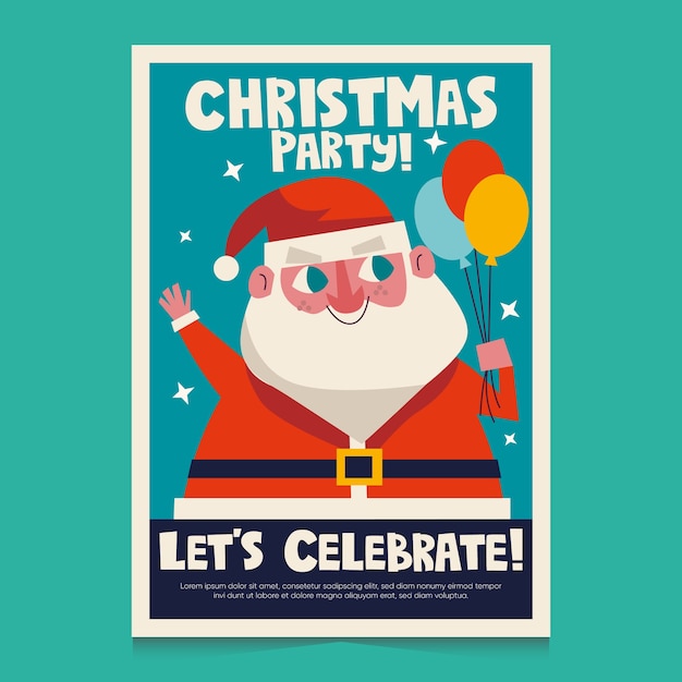 Christmas party poster template in flat design