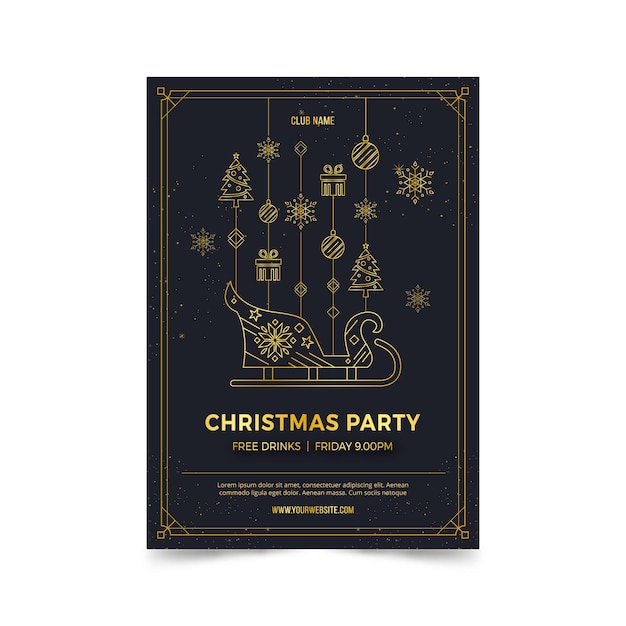 Free vector christmas party poster template in outline style