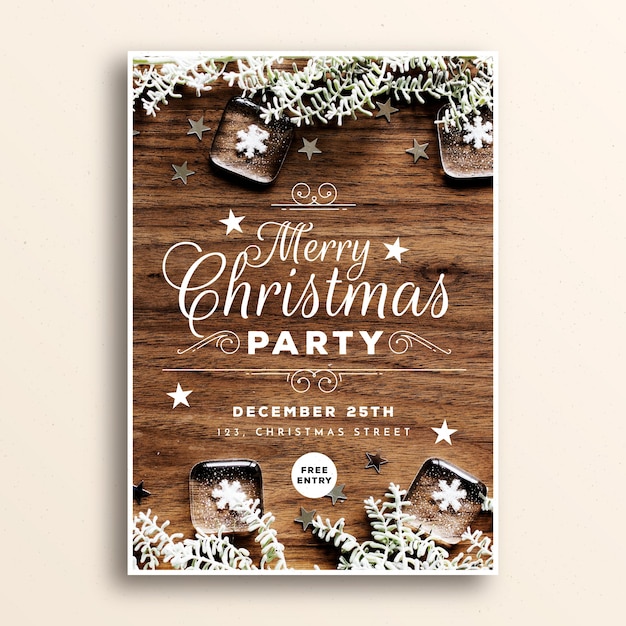 Christmas party poster template with image