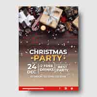 Free vector christmas party poster template with photo