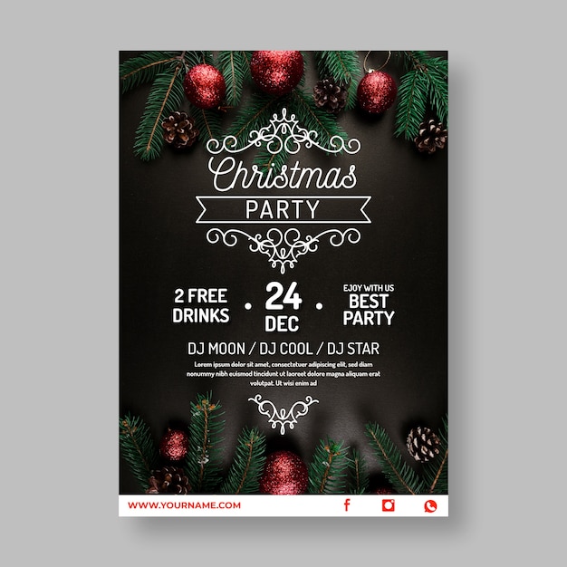 Christmas party poster template with photo