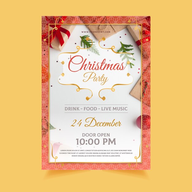 Christmas party poster template with photo