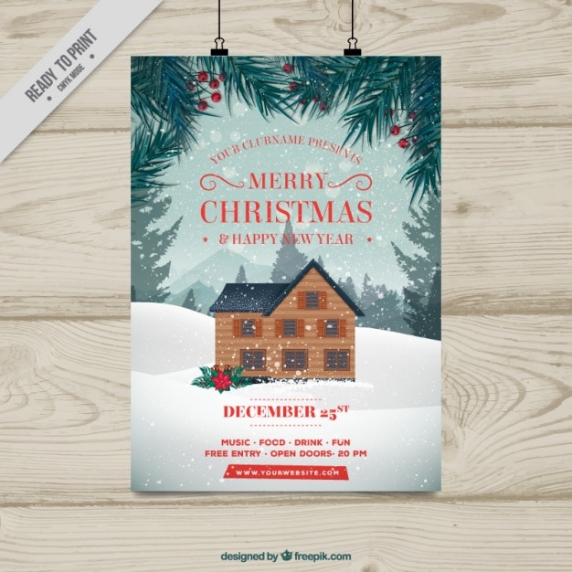 Free vector christmas party poster template