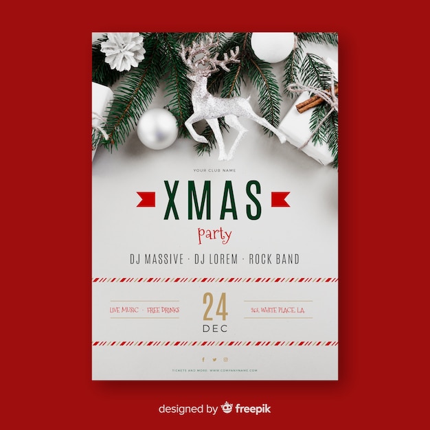 Free vector christmas party poster template