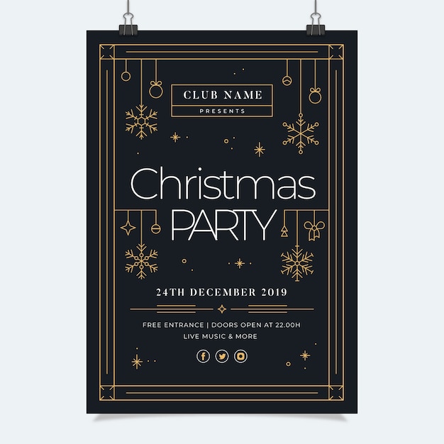 Free vector christmas party poster template