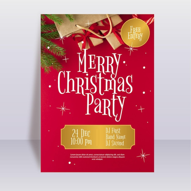 Free vector christmas party poster template