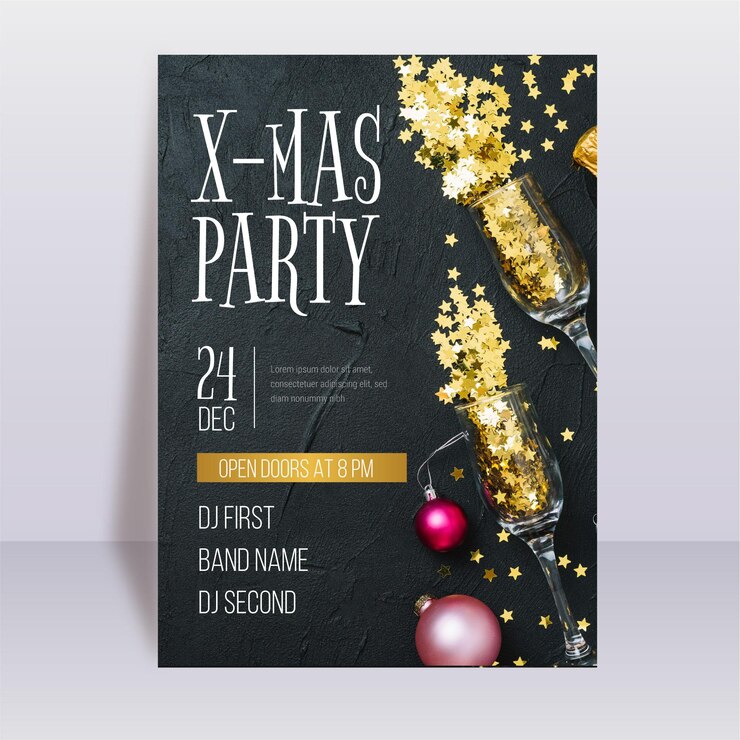Free Vector christmas party poster template