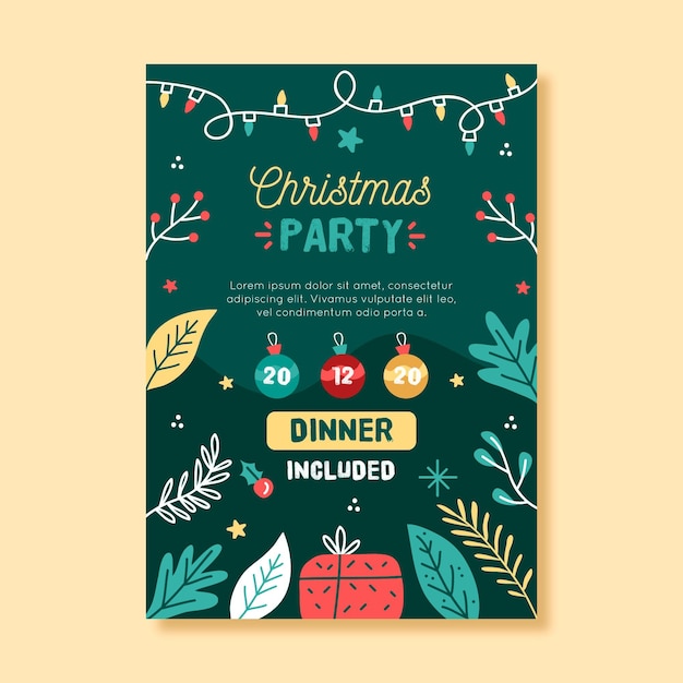 Free vector christmas party poster template