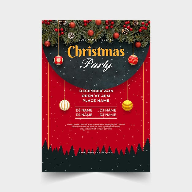 Free vector christmas party poster template