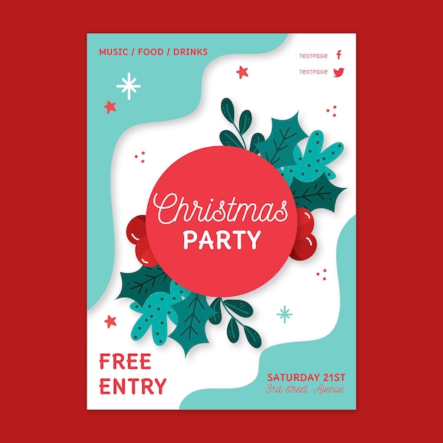 Free vector christmas party poster template