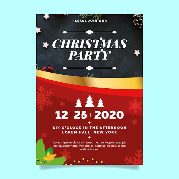 Бесплатное векторное изображение Шаблон плаката рождественской вечеринки