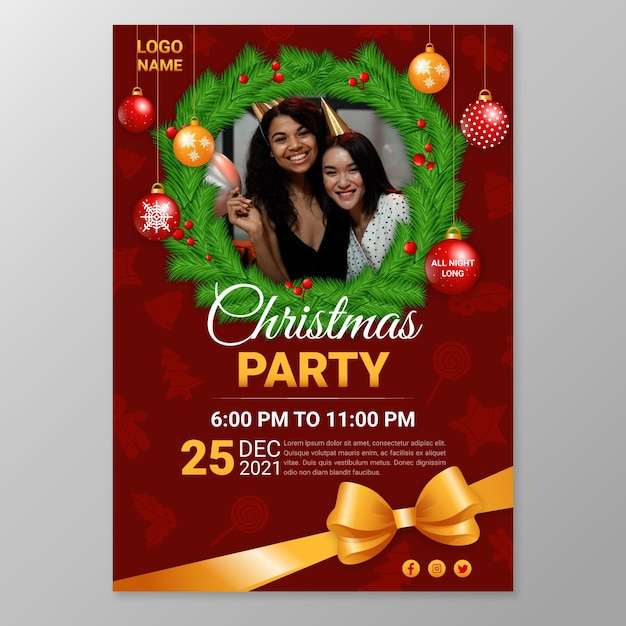 Free vector christmas party poster template