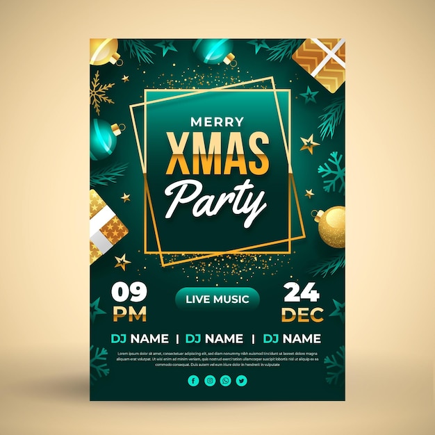 Free vector christmas party poster template