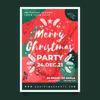 Free vector christmas party poster with drawn elements