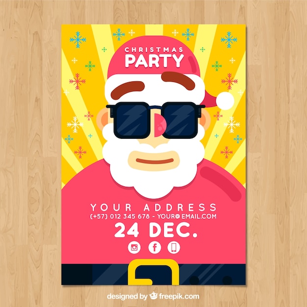 Christmas party poster with modern santa claus