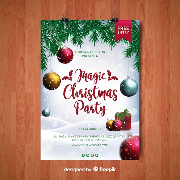 Free vector christmas party poster