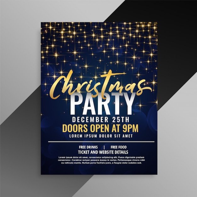 Free vector christmas party sparkles flyer template design