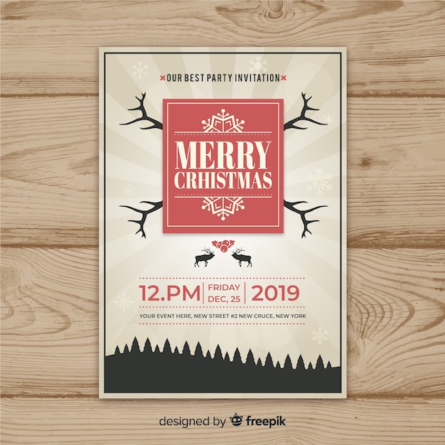 Christmas party sunburst vintage flyer template