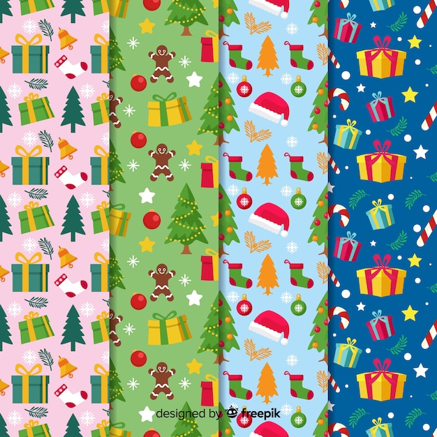 Free vector christmas pattern collection flat design style