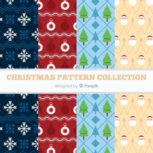 Free Vector christmas pattern collection in flat design