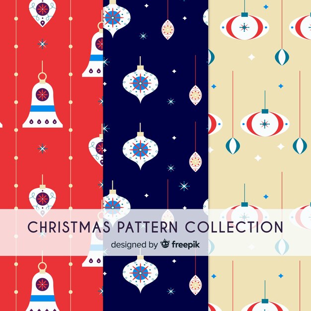 Free Vector christmas pattern collection in flat design