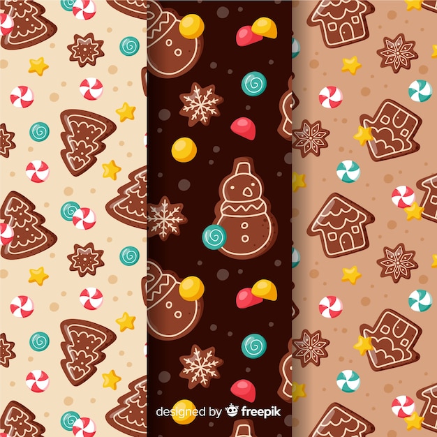 Free vector christmas pattern collection in flat design