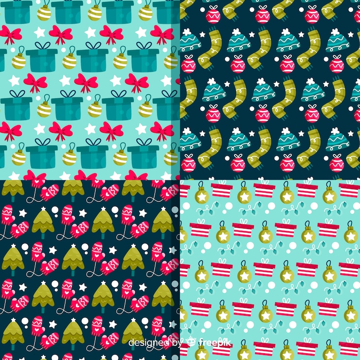 Free Vector christmas pattern collection in flat design
