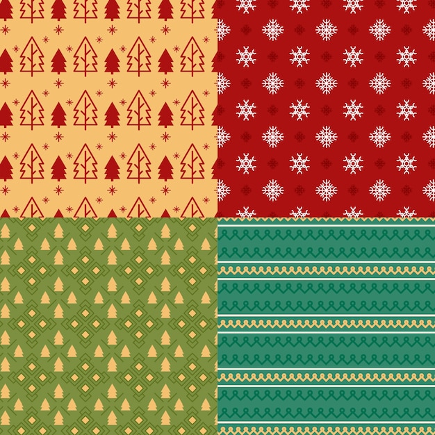 Free vector christmas pattern collection in flat design