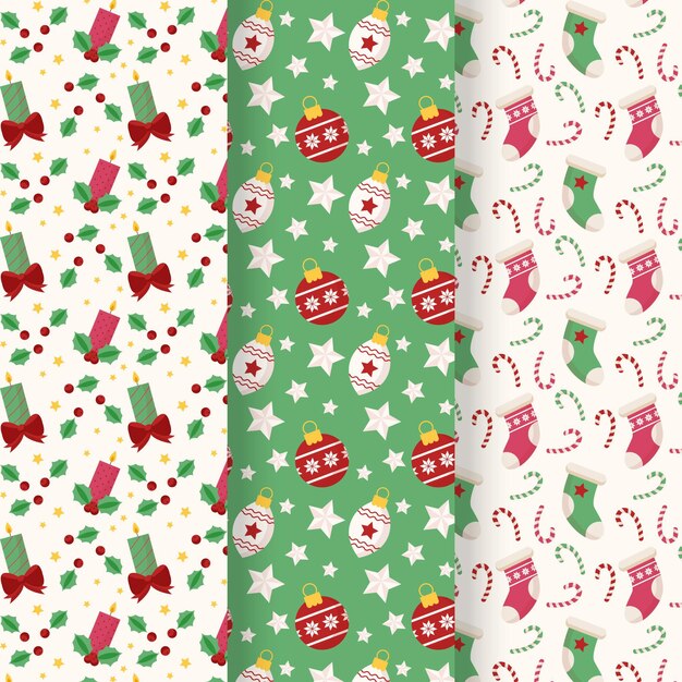 Free vector christmas pattern collection in flat design