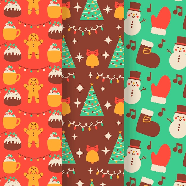 Christmas pattern collection in flat design