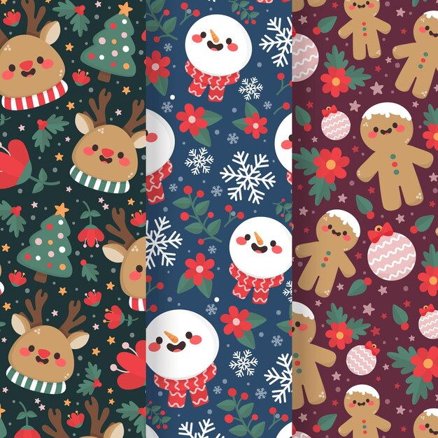 Christmas pattern collection in flat design