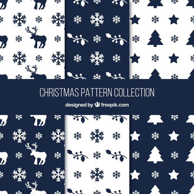 네이비 블루와 화이트 크리스마스 패턴 컬렉션