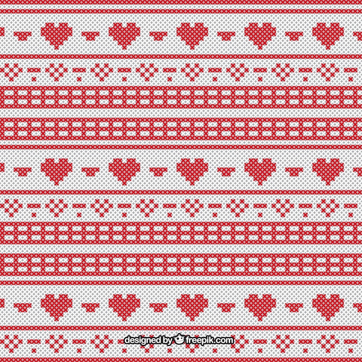 Free Vector christmas pattern in cross-stitch style