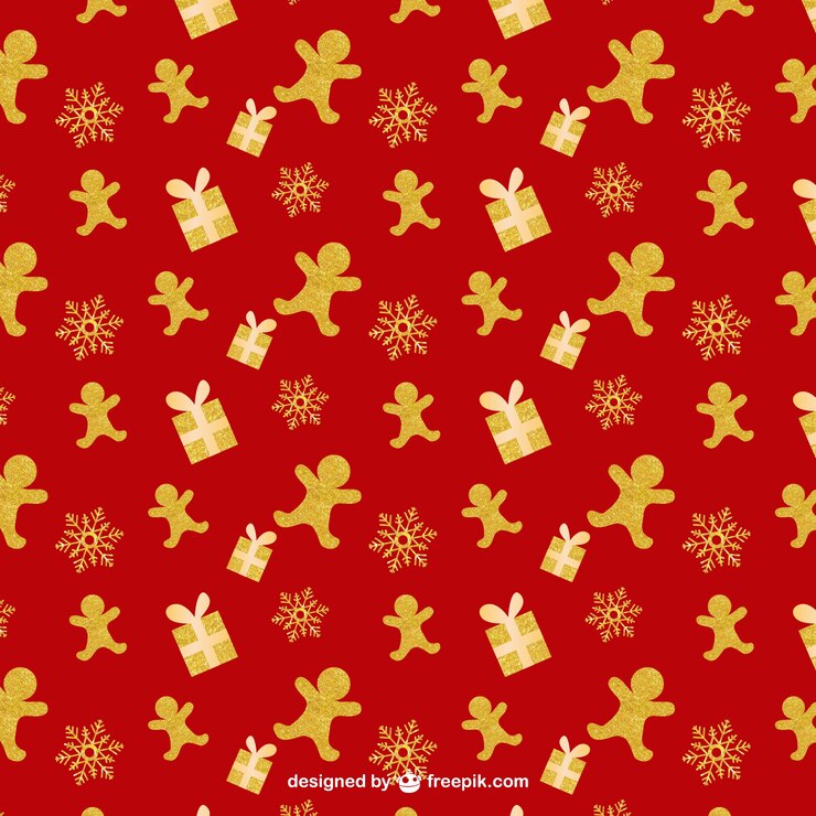 Free Vector christmas pattern in gold and red tones