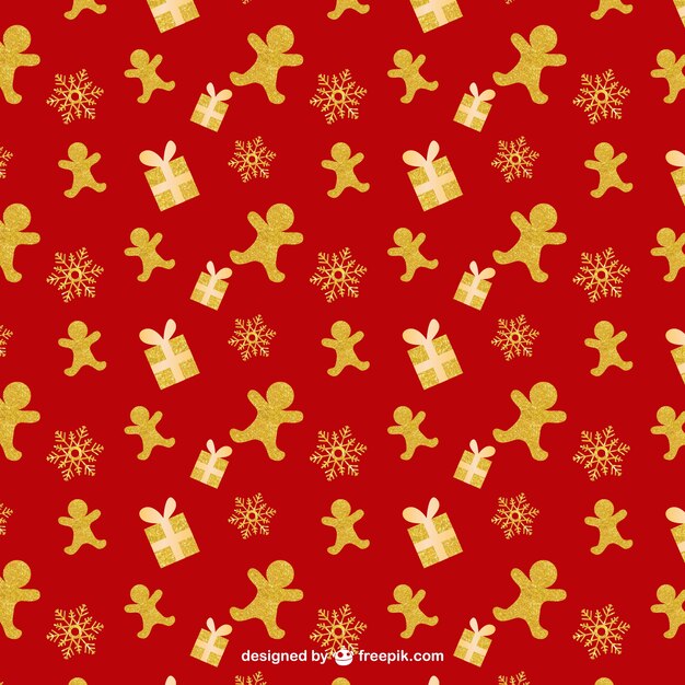 Christmas pattern in gold and red tones