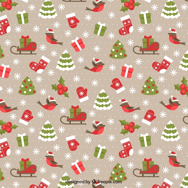 無料ベクター 素敵なスタイルのクリスマスパターン