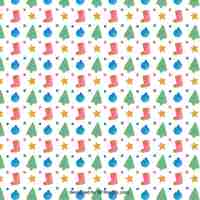 Free vector christmas pattern in watercolor style