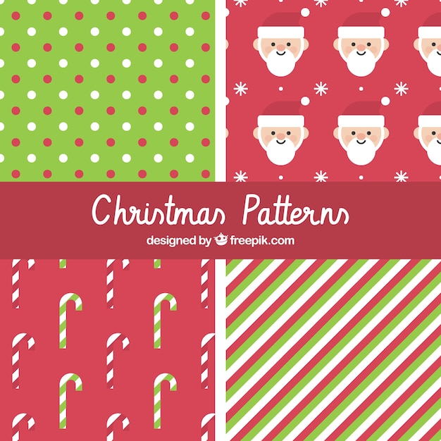Free Vector christmas patterns in red and green