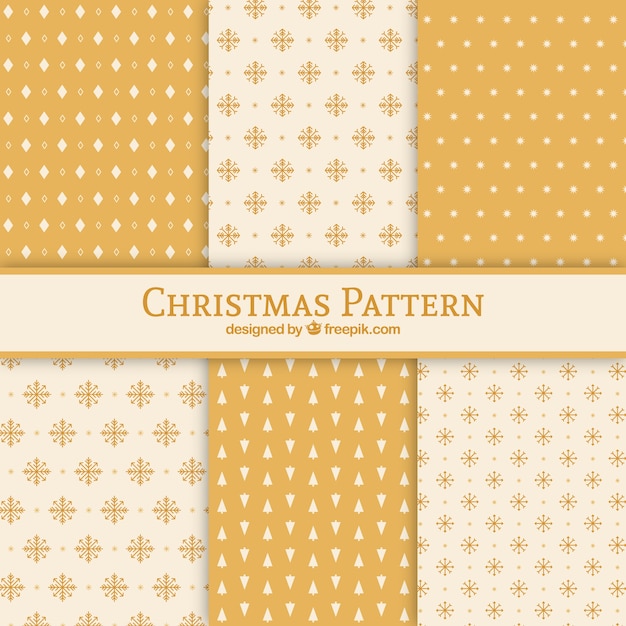 Free vector christmas patterns with snowflakes and geometric shapes