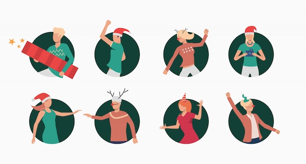 Free vector christmas people set banner