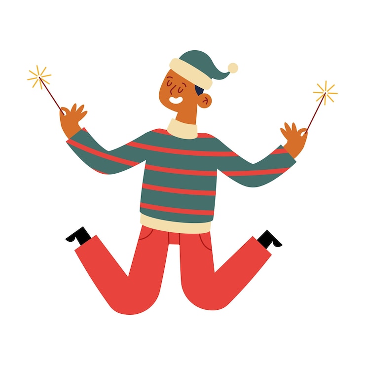 Free Vector christmas people with sparkles