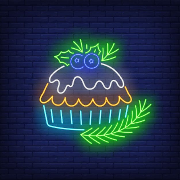 Christmas pie in neon style