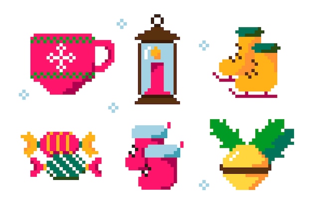 Free vector christmas pixel art illustration