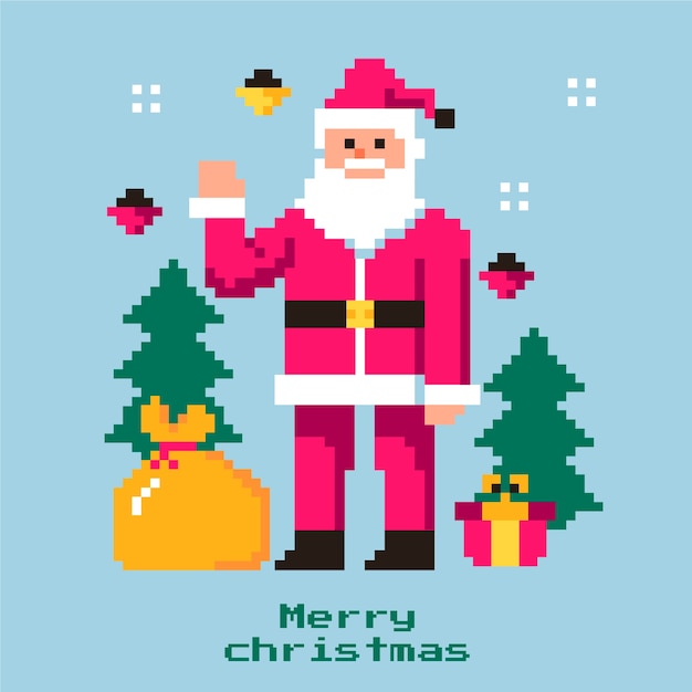 Free vector christmas pixel art illustration