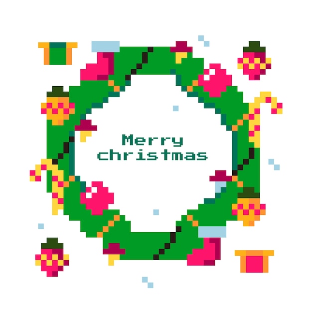 Free vector christmas pixel art illustration