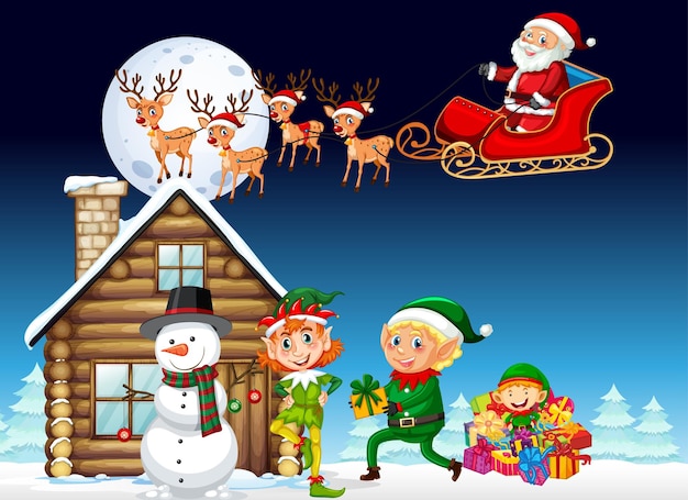 Christmas poster design with santa claus on sleigh